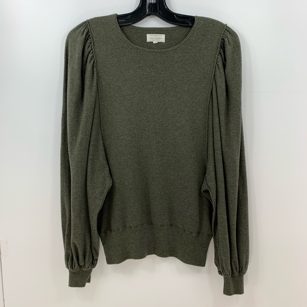 Lou & Grey Green Dolman Puff Long Sleeve Crew Neck Sweater M